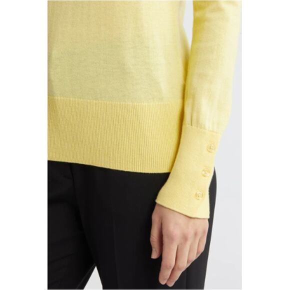 New HALOGEN Women's Yellow Button Cuff Crewneck Sweater Size L - Picture 9 of 9